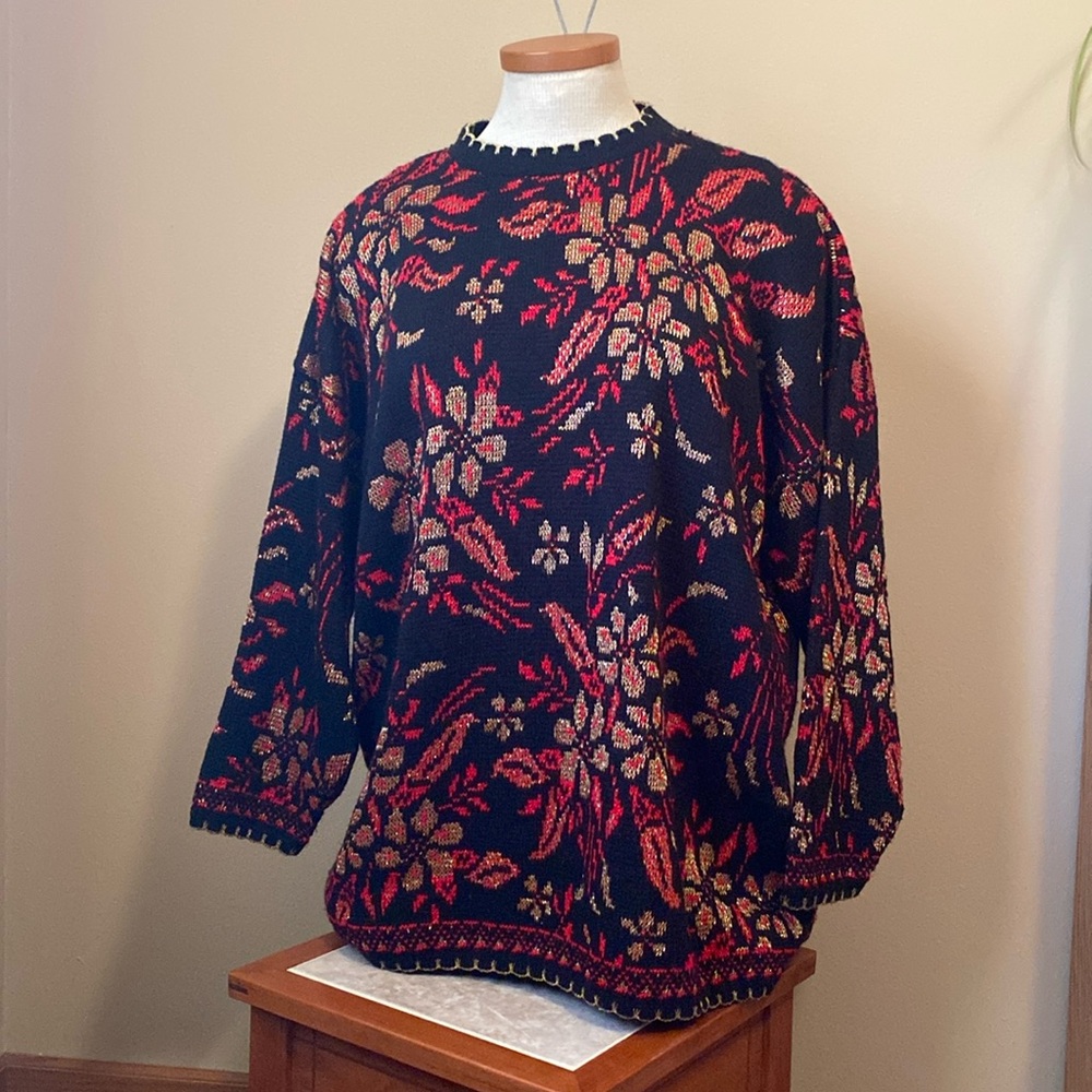 Nutcracker Women’s Plus Gold Red Christmas Sweater Size 2X